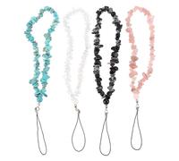 BESTYASH Lanière de Téléphone à Perles en Pierre 4 Pièces Anti-perte Élégante et Créative pour Téléphone Portable, Pouvant être Portée Poignet, Présent pour Amis