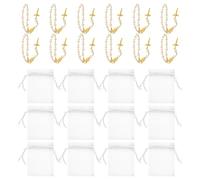 BESTYASH Lot 12 Mini Bracelets Chapelet Croix Perles Motif Lune 7X9Cm pour Communion Baptême et Occasions Spéciales