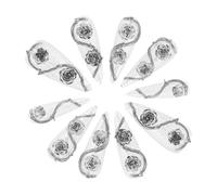 BESTYASH Lot De 10 Faux Ongles À Pression En Forme De Marguerite Avec Motifs Floraux Strass Blancs Et Argentés