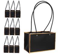 BESTYASH Lot de 10 Paquet Présents en Papier Kraft pour Fleurs Paquet Floral à Main Poignée de Bouquet Solide pour et Événements