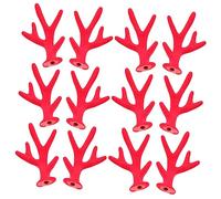 BESTYASH Lot De 100 -Têtes En Bois De Cerf Ornements En Bois De Cerf Bandeau De Noël Fait À La Main Mini -Tête En Peluche Accessoire Floqué En Tissu Floqué Rouge