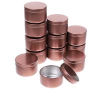 BESTYASH Lot de 12 Petits Pots à Bougies en Aluminium 50 ML, Bocaux de Rangement Étanches Marron, Contenant Solide pour Cire, Voyage et Décoration Intérieure