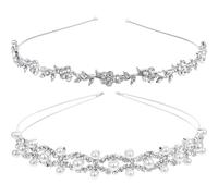 BESTYASH Lot De 2 Bandeaux À Perles Accessoire De Coiffure Pour Fête Spa Mariage Enterrement De Vie De Jeune Fille Communion Mariage Argenté
