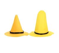 BESTYASH Lot de 2 Chapeaux de Sorcier Jaune en Feutre Épais Grand Format et Taille Renforcée Accessoires de Costume pour Fête Halloween Cosplay Sorcière Femme et Homme Décoration