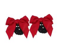 BESTYASH Lot de 2 Filets à Chignons Nœud Rouge, Taille Unique, Pince Résistante, pour Femmes Professionnelles Infirmières, Hôtesses, Employées de Banque, Usage Quotidien et Professionnel