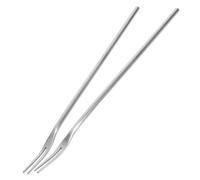 BESTYASH Lot de 2 Fourchettes à Fruits en Acier Inoxydable Manches Longs Deux Dents pour Desserts Gâteaux et Amuse-Bouches pour Fêtes Bars et Banquets