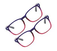 BESTYASH Lot de 2 Lunettes Anti-Lumière Bleue Unisexes Rétro Monture Métal Bicolore Bleu et Rose Doré Verres Transparents Anti-Reflets pour Ordinateur Gaming et Protection Écran