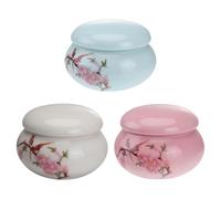 BESTYASH Lot de 3 bocaux de conservation en céramique avec couvercles colorés - Petites boîtes de conservation en porcelaine pour thé, poudre, cosmétiques et récipients de cuisine polyvalents, légers