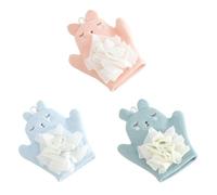 BESTYASH Lot De 3 Moufles Exfoliants Bain Bébé Motif Dessin Animé Taille Unique Pour Bain Soin Peau Sensible Garçon Et Filles Usage Quotidien Couleurs Aléatoires