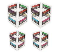 BESTYASH Lot de 4 Boîtes à Bonbons en Plastique Style Cassette Audio Années 80, Couleurs Vives, 2 Grandes 2 Petites, Décorations de Fête Rétro pour Anniversaire et Table Thème Hip-hop