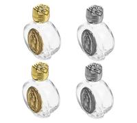 BESTYASH Lot de 4 Bouteilles en Verre Design Métallique pour Eau Bénite Petites Bouteilles Rechargeables pour Église et Décoration Religieuse Contenant Pratique pour Voyage