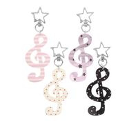 BESTYASH Lot de 4 Porte-Clés en Métal à Motifs Pois Rayures et Étoiles Pendentifs Musique pour Soirées Karaoké Anniversaires et Fournitures Scolaires Accessoires Légers et Colorés pour