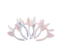 BESTYASH Lot de 4 Serrage-Têtes en Peluche Bois de Renne Bandeaux Doux pour Soin du Visage Serrage-Têtes Cosplay Oreilles de Cerf Multicolores Blanc Bleu Rose Violet Accessoires Festifs