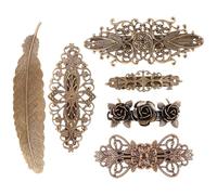 BESTYASH Lot de 6 Épingles à Cheveux Vintage en Cuivre, Accessoires Coiffure Style Européen, Pinces à Cheveux Décoratives Motifs Couronne, Fleurs, Plumage et Vignes, pour Mariage et Fêtes