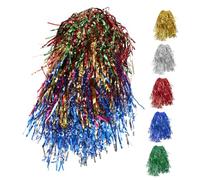 BESTYASH Lot De 6 Perruques Synthétiques En Dentelle Brillante Pour Femme Coiffure De Fête Rose Pailleté Frange Grise Faux Cheveux De Clown Fantaisie Noir Halloween En Élasthanne