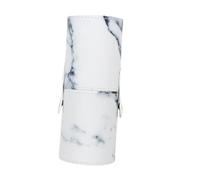 BESTYASH Makeup Brush Organizer PU Leather Marble Pattern Compact Cosmetic Brush Holder with Snap Button Lid Durable and Portable