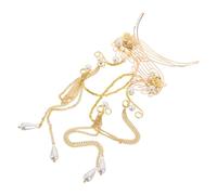 BESTYASH Manchettes d'Oreilles Féeriques à Clipser sans Piercing Longues Boucles d'Oreilles Elfiques Pompons Dorés Légères et Confortables Accessoires Cosplay et Mariage Paire Unique
