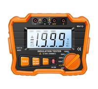 BESTYASH Mégohmmètre Électronique Numérique à Écran LCD Rétroéclairé Testeur D’Isolation Électrique Orange Plage de Tension 100 V-1000 V Protection Surtension Usage Professionnel et