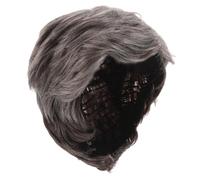 BESTYASH Mens Short Wig For Men With Slanted Part Heat Resistant Synthetic Hairpiece For Old Man Cosplay And Halloween Costume