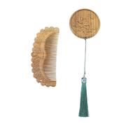 BESTYASH Miroir Bois Massif Style Chinois Rétro Peigne Cosmétique Bois Pratique pour Voyages Cadeaux Anniversaire