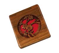 BESTYASH Miroir De Maquillage Vintage en Bois De Santal Vert Pliable Compact Motif Fleur pour Femme Usage Portable Beauté