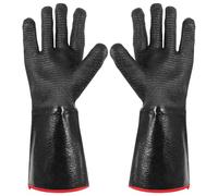 BESTYASH Moufles Main en Néoprène Noir à Cinq Doigts, Résistant Chaleur | Prise Sûre, Poignets Protégés, Anti-huile, Enfilage Facile, pour Barbecue, Four Micro-ondes, Cuisson