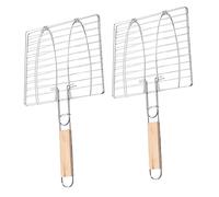 BESTYASH Panier à Grillades pour Poissons et Viandes Lot de 2 Solide Poignée Longue Accessoire de Camping pour Barbecue et Pique-