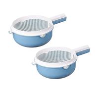 BESTYASH Panier à Linge Double Couche en Plastique Panier de Vidange avec Poignée Passoire à Fruits et Légumes Évacuation Rapide Ustensile Cuisine Pratique pour Laver Fruits et Légumes