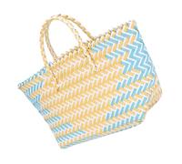BESTYASH Panier Courses Souple à Bandoulière Rayé Cabas Plastique Tressé pour Courses et Stockage Grand Panier Shopping avec Poignées Résistantes Élégant et Pratique pour Pique- et Usage