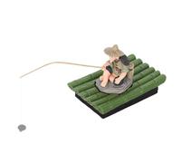 BESTYASH Pêcheur Flottant avec Canne à Pêche Miniaturisée | Structure Flottante en Écume et PVC, Design Réaliste Asiatique Zen, pour Aquarium Betta et Crevettes