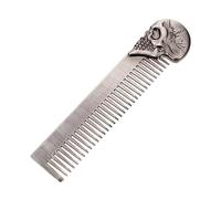 BESTYASH Peigne à Barbe Portable Alliage De Zinc Design Tête De Mort Double Face Peigne Moustache Homme Léger Et Outil Coiffure Pratique Pour Voyage Et Usage Quotidien