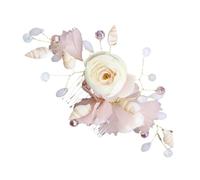 BESTYASH Peigne de Mariée Élégant Cristal avec Fleur Soie Rose Accessoire Coiffure pour Mariage et Événements Spéciaux