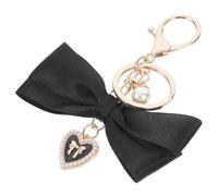 BESTYASH pendentif nœud en ruban porte-clés de perles porte-clés coquette Accessoire de mode pour sacs Pendentif durable pour sacs bijou de nœud porte-clés arc Métal Black