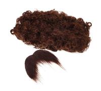 BESTYASH Perruque Afro Explosive et Moustache Factice Marron pour Déguisement Kit Barbe et Coiffure Réutilisable pour Cosplay et Halloween Accessoire Costume Pirate Unisexe