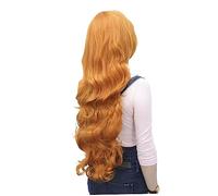 BESTYASH Perruque Longue Ondulée et Bouclée Frange pour Cosplay Anime Couleur Orange Accessoire Cheveux Féminin