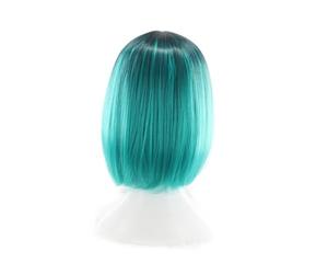 BESTYASH Perücke Bob Femme Dégradé de Couleur pour Cosplay Perruque Synthétique Courte et Résistante à Température Dégradé Vert