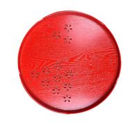 BESTYASH Plateau Décoratif en Bois Rouge Ajouré Rond pour Mariage - Accessoire Mariage Traditionnel, Plateau à Thé Creux, Décoration Cérémonie, 1 Pièce Pratique et Légère