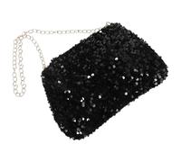 BESTYASH Pochette de Soirée Femme Paillettes Noir à Bandoulière Chaîne Dorée Petit Paquet à Main Compact Élégant pour Mariage Bal Cocktail et Sorties Festives