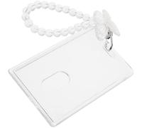 BESTYASH Porte-badge D'identification Rigide en Pvc Transparent avec Porte-clés, Pochette Verticale Légère pour Carte D'identité et Carte Étudiante, Ouverture Coulissante Pratique