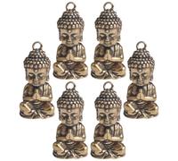 BESTYASH Porte-clés Pendentif Bouddha en Laiton Rétro Or, Statue Miniature Décorative Fond Plat Stable, pour Décoration Maison ou Chambre, Lot de 6 Pièces