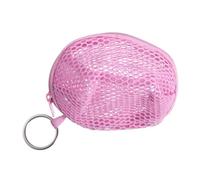 BESTYASH Porte-Monnaie Filet pour Maquillage avec Porte-clés Sac de Rangement Compact pour Cosmétiques Sac Mini pour Femme Rose