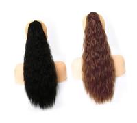 BESTYASH Postiche Cheveux Ondulés et Bouclés à Clipser Perruque Synthétique Longue Coiffure Volumineuse pour Femme Pince à Cheveux Noir