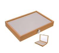 BESTYASH Présentoir à Bijoux Vitrine à Broches Transparent Fenêtre En Bois De Poirier, Étui De Rangement Pour Épingles, Boîte De Présentation D'épingles Pour Table, Organisateur De Bijoux Compact