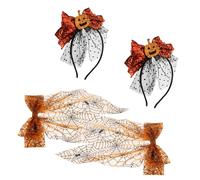 BESTYASH Serre-tête Citrouille et Barrettes Toile D'araignée pour Halloween Bandeau Nœud en Tulle et Pinces à Cheveux pour Femme et Fille