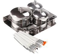 BESTYASH Set D'accessoires pour Nail Art en Acier Inoxydable Supports pour Ongles en Acrylique et Bonbonnière, Capacité Adaptée pour Poudre ou Liquide, DIY Nail Art
