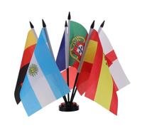 BESTYASH Set de Mini Mâts de Drapeau Coupe Monde 2026 avec Support, 6 Drapeaux des Pays en Plastique Léger et Résistant Décoloration, Décorations pour Bureau et Fêtes Réutilisable