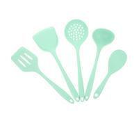 BESTYASH Set de Ustensiles de Cuisine Silicone Vert Spatule Antiadhésive avec Manche Isolant Cuillère et Écumoire Résistants Chaleur pour Cuisson Familiale et Professionnelle