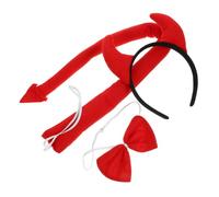 BESTYASH Set Déguisement Diable Cosplay Halloween avec Bandeau Démon Nœud et Queue Rouge pour Fête et Soirée Thématique