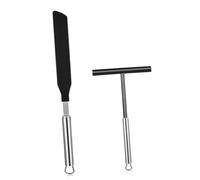 BESTYASH Spatule à Crêpe Et Grattoir à Crème Accessoire De Cuisine Pratique Pour Pâtisserie Manche Long Confortable