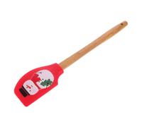 BESTYASH Spatule à Gâteau Lissante en Silicone avec Manche en Bois, Rouge,
